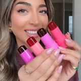 Milk Jelly Lipstick Blush Stick Moisturized Blusher Rouge Cream Shimmer Powder Blusher Stick Beauty Makeup for Women and Girls