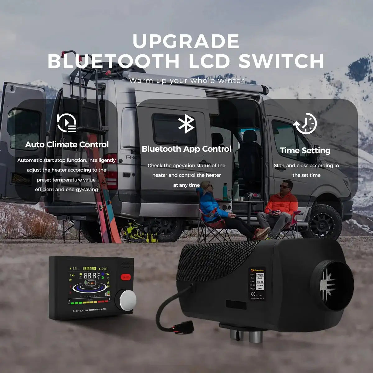 8KW portable Diesel Air Heater 12V&24V bluetooth App & Remote Control w/Automatic Altitude Night Heater for RV tent campervan - Lootquake