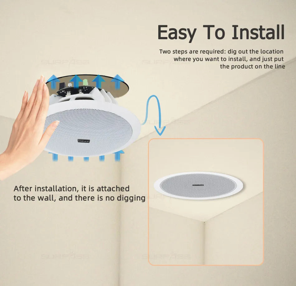 Amplificateur de classe D intégré, haut-parleur de plafond compatible Bluetooth à gamme complète, pour musique de fond de cinéma maison, bonne qualité