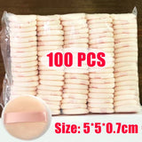 Lot de 100 houppettes rondes en velours pour poudre libre, douces et lavables, pour fond de teint, cosmétiques, outil de maquillage professionnel
