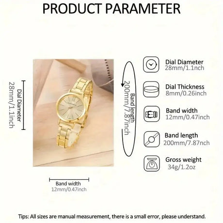 2pcs Set Watch Luxury Women Simple Dial Hollow Strap Fashion Gold Bracelet Quartz Wristwatch Student Ladies Watches Reloj Mujer - Lootquake