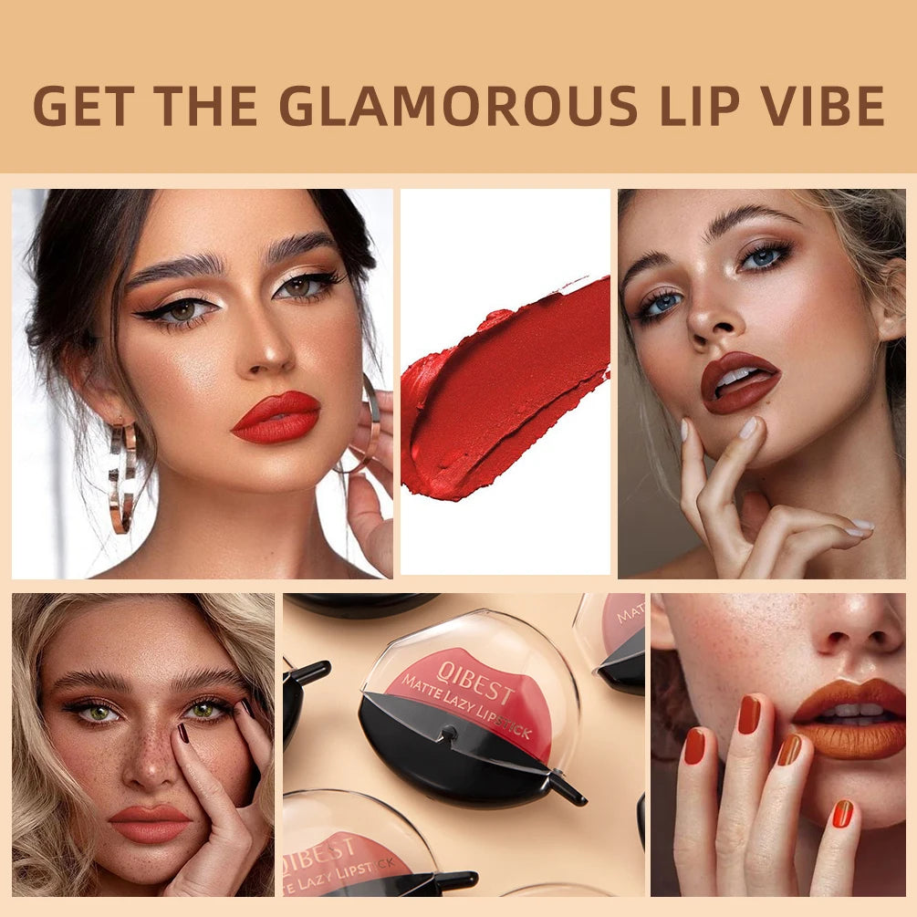 Lip-shaped lipstick seal Sip into makeup lazy blush lipstick Matte makeup effect Moisturizing lip gloss Waterproof non-stick cup