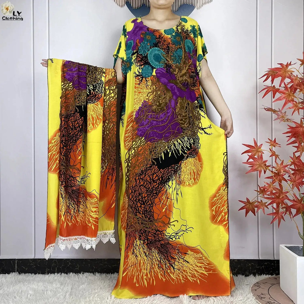 2024 Latest Muslim Sets Women Clothing Cotton Floral Loose Dashiki Long Dress African Abaya Dubai Traditional Islamic Clothing