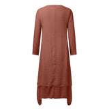 Women Elegant Linen White Dresses Bohemia Layering Vintage Robe Long Sleeve Loose Long Dress Female Autumn Vestidos - Lootquake
