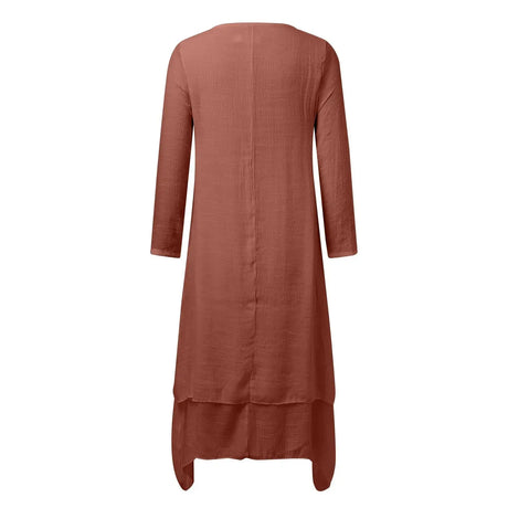 Women Elegant Linen White Dresses Bohemia Layering Vintage Robe Long Sleeve Loose Long Dress Female Autumn Vestidos - Lootquake