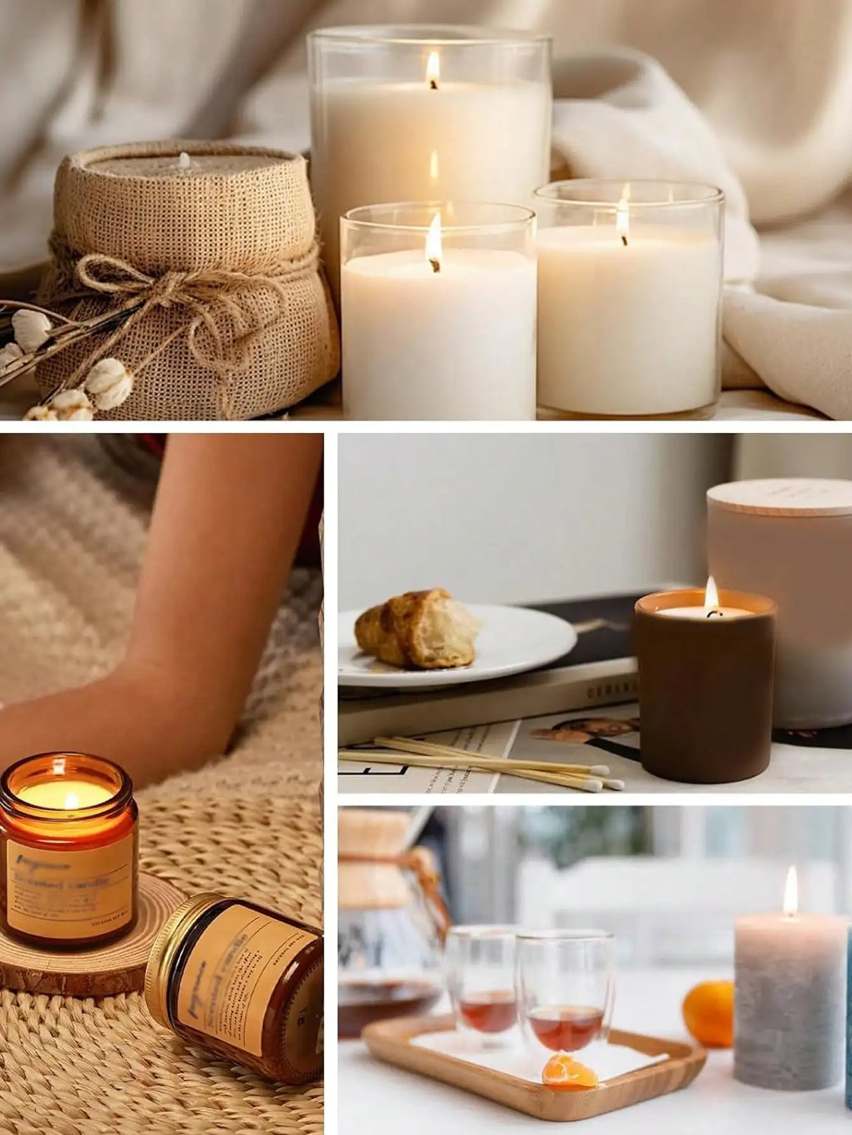 Kit para hacer velas de 0.5 lb, cera de soja, mechas y flores secas aromáticas.