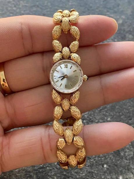 High Quality Brass 18K Gold Plated 2025 Vintage Lucky Small Retro Ladies Watch  Unique Steel Band Quartz High Quality - Lootquake