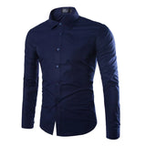 Mens Casual Shirts 2024 Single Breasted Mens Slim Fit Dress Long Sleeve Shirts Soild Male Social Shirts Designer Chemise Homme
