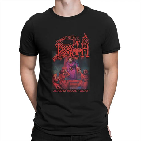 Funny Death Scream Bloody Gore T-Shirt Men Round Neck 100% Cotton T Shirts Sabbath Short Sleeve Tee Shirt Gift Tops - Lootquake