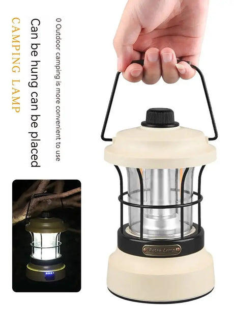 Retro Lamp Portable Camping Lantern USB Recharge Camping Tent Travel Light Vintage Outdoor Lighting Camping Equipment Flashlight - Lootquake