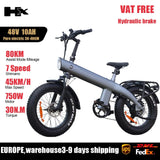 Bicicleta eléctrica para adultos HX Q20PRO de 2000 W, 48 V, 20 Ah, batería extraíble, plegable, neumáticos anchos de 20 pulgadas.