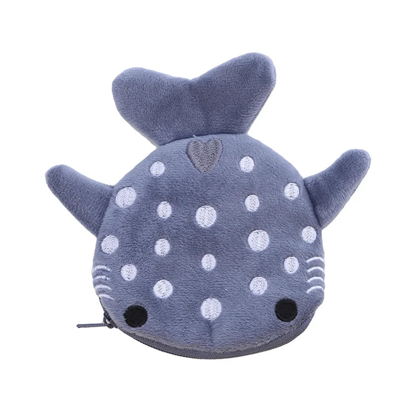 Cute Cartoon Whale Shark Coin Purse Kawaii Wallet Portable Plush Coin Bag Key Earphone Coin Organizer Pouch Zipper Bag Kids Gift - Lootquake