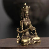 Statue Ornament Solid Brass Miniature Figurines Handmade Craft Living Room Office Home Decor Accessory Buddha Statue Pendant