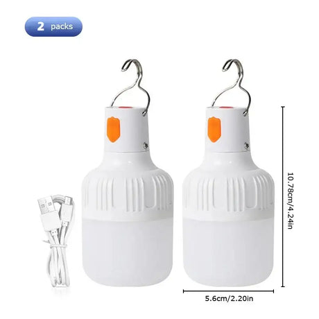 2pcs Rechargeable LED Indoor Outdoor Emergency Hookup Portable Lights with Battery Flashing Lights Barbecue Tent Camping Lights - Lootquake