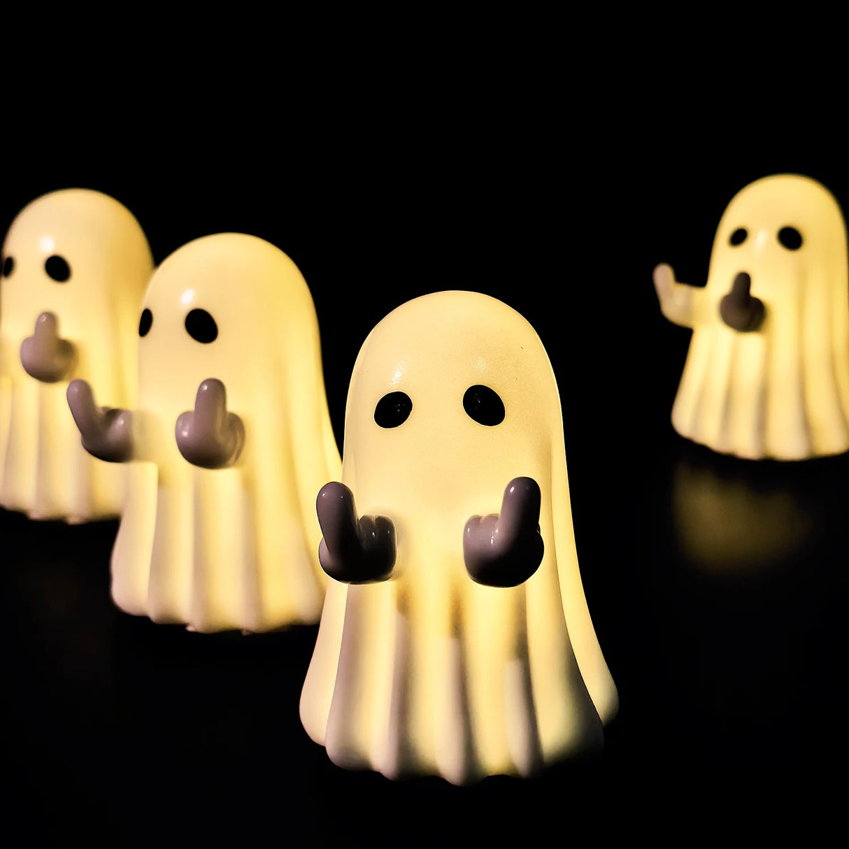 Glowing Ghost Night Light with Warm Light, Cute Halloween Table Decor for Bedroom Desk - Festive Desktop Ornament