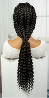 28" Blonde Knotless Cornrow Braids Wig with Curly Ends | Lace Frontal | Baby Hair