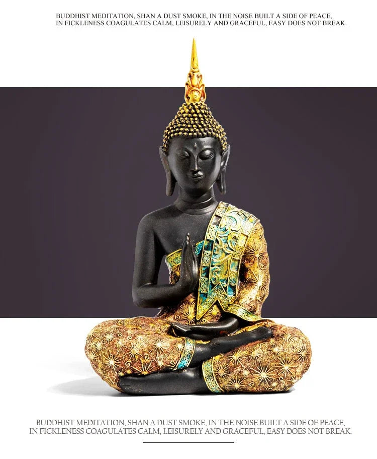 Estatua grande de Buda de Tailandia, escultura de Buda de resina verde hecha a mano, budismo hindú, fengshui, figura de meditación, decoración del hogar