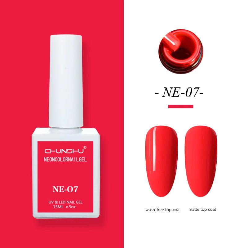 CHUNSHU 15ml Fluorescence Gel Nail Polish Semi Permanent UV/LED Nail Gel Long Lasting Varnish For Nails Art Manicures Soak Off