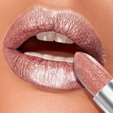 1 rouge à lèvres métallique longue tenue, brillant à lèvres, imperméable, hydratant, rouge, lumineux, scintillant, brillant, maquillage