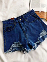 Casual High Waist Denim Shorts Women Summer Pocket Tassel Hole Ripped jeans Short Female Femme Short Pants Women - Lootquake