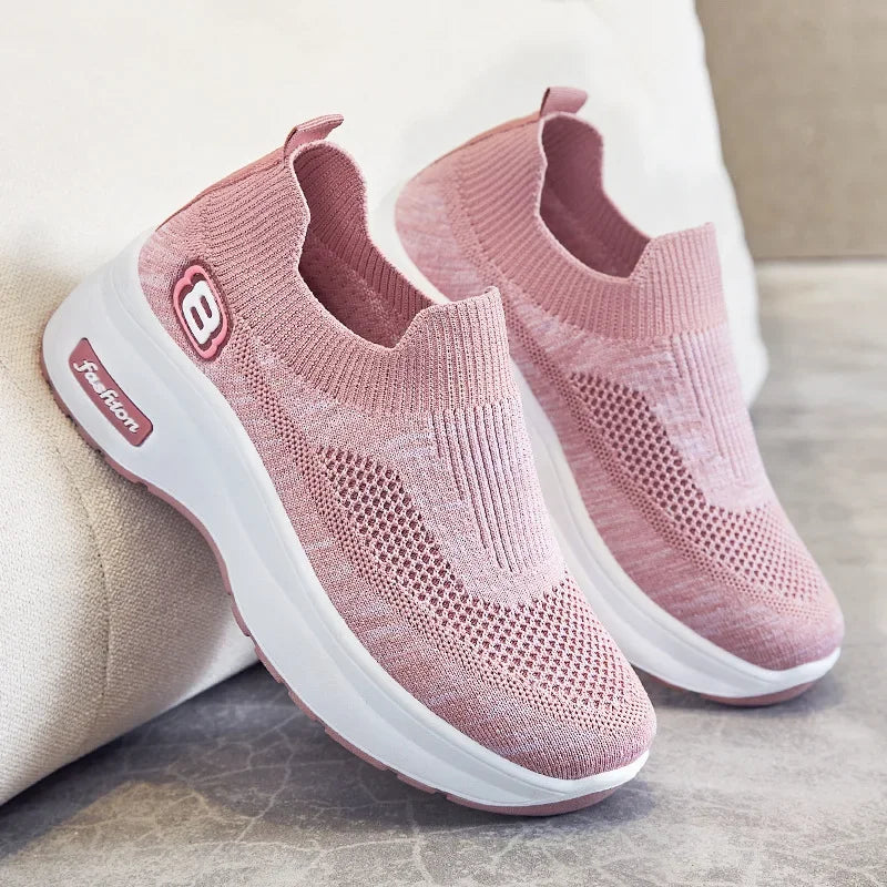 Women Orthopedic Walking Shoes Breathable Mesh Slip-On Sneakers Nursing Work Comfortable Casual Cushion Athletic Running Joggers - Lootquake