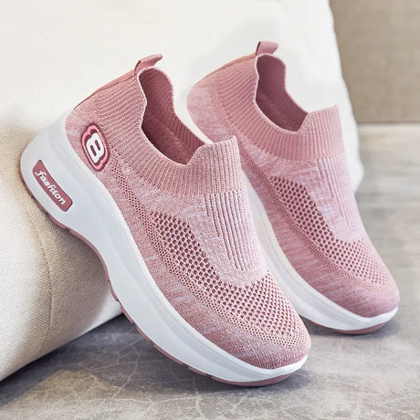 Women Orthopedic Walking Shoes Breathable Mesh Slip-On Sneakers Nursing Work Comfortable Casual Cushion Athletic Running Joggers - Lootquake
