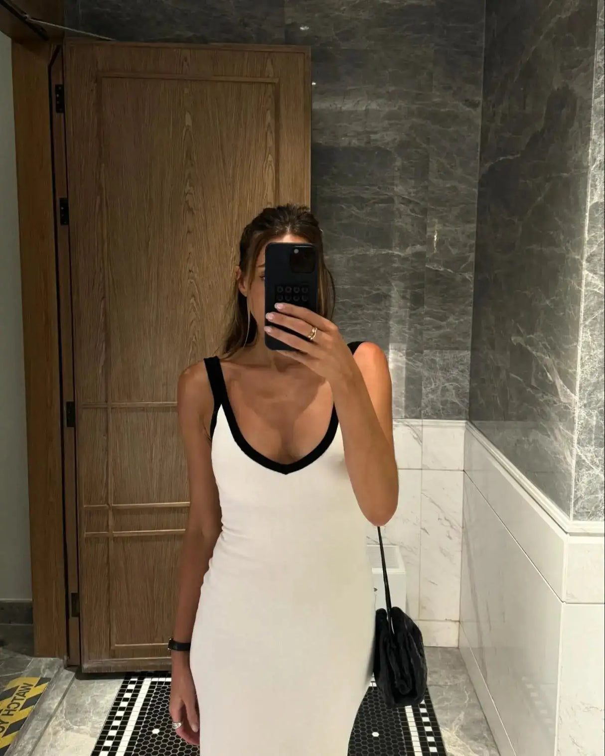 Knit Suspender Split Long Dress Women 2024 New Sleeveless Block Color Beach Vacation V-Neck Knitwear Bodycon Sexy Dresses - Lootquake