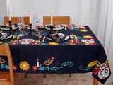 Mantel impermeable con diseño de calavera de azúcar mexicana para el Día de los Muertos, decoración para fiestas, mantel para el Día de los Muertos, decoraciones para Halloween