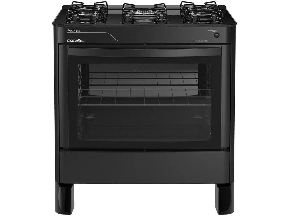 5-Ball Stove Esmaltec Black Glass Table Agata Glass - Bivolt