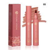 Lip Tint Pen, 6 Colors Available, Matte Water Lipstick, Non-Stick Cup, Long-Lasting, Smooth Lip Liner and Lip Stain Combo