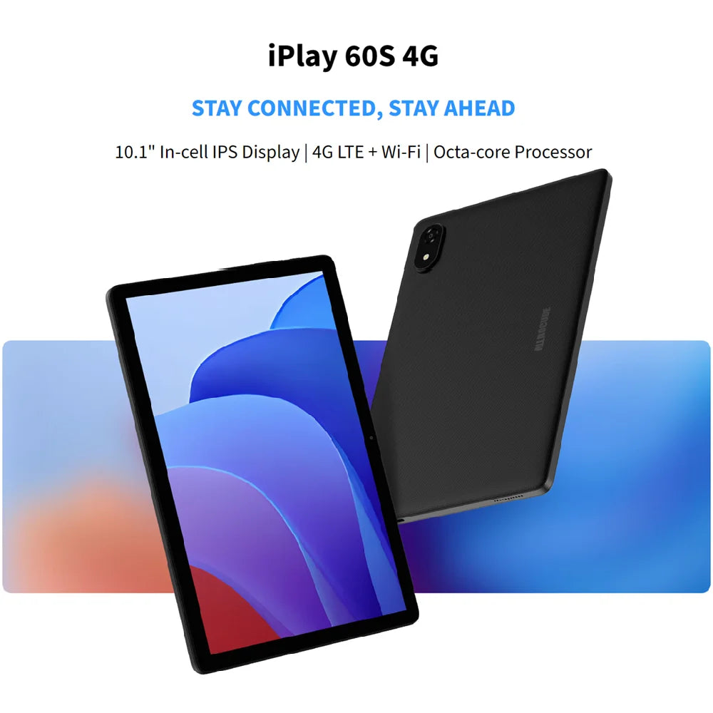 Tablette Alldocube iplay 60S 4G-LTE/WiFi 10,1 pouces, 4 Go + 8 Go de RAM, 128 Go de ROM, système d'exploitation Android 14, grande batterie 6200 mAh, Wi-Fi 6
