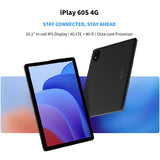 Tablette Alldocube iplay 60S 4G-LTE/WiFi 10,1 pouces, 4 Go + 8 Go de RAM, 128 Go de ROM, système d'exploitation Android 14, grande batterie 6200 mAh, Wi-Fi 6