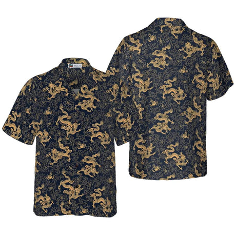 All Over Print Flame Dragon Pattern Hawaiian Shirts For Men Summer Short Sleeve Button Up Beach Shirts Blouse Mens Streetwear - Lootquake