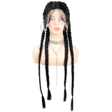 32" Hand-Made Knotless Box Braided Lace Front Wig | French Braid | Baby Hair | Glueless Synthetic Wig