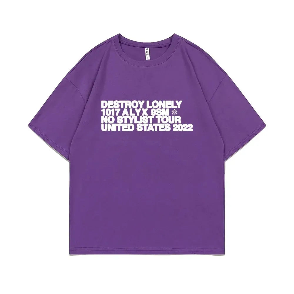 Rapper Destroy Lonely Alyx Print Tshirt Mens Oversized Cotton Short Sleeve Tees Men Hip Hop Rap Style T-shirt Man Street T Shirt - Lootquake