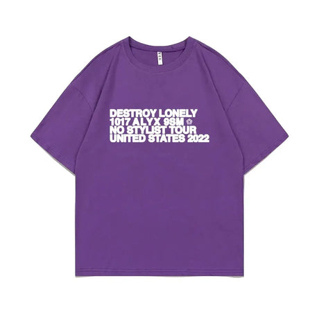 Rapper Destroy Lonely Alyx Print Tshirt Mens Oversized Cotton Short Sleeve Tees Men Hip Hop Rap Style T-shirt Man Street T Shirt - Lootquake