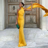Elegant Satin Halter Slim Long Dress With Scarf Women New Sexy Backless Sleeveless Maxi Dresses Summer Lady Party Chic Vestidos - Lootquake