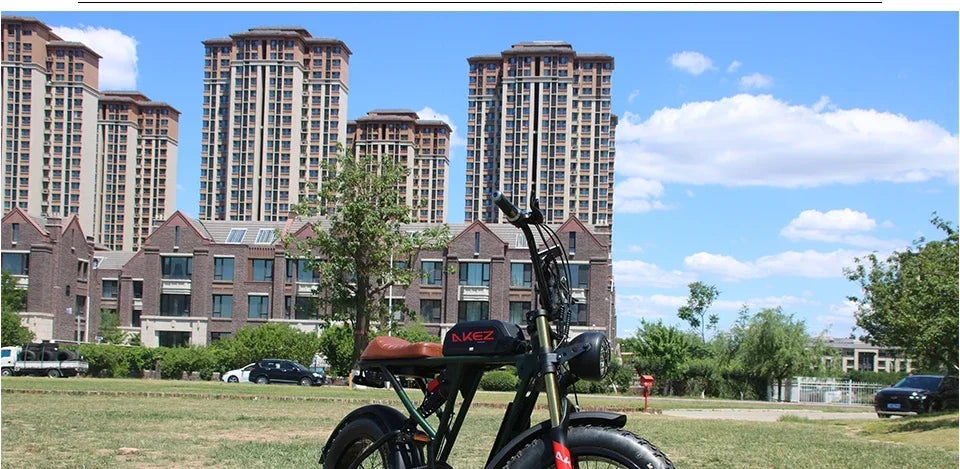 Bicicleta eléctrica retro de 1500 W, 48 V, 36 Ah, 20 x 4 pulgadas, neumáticos anchos, para montaña y nieve, AKEZ, motocicleta para adultos.