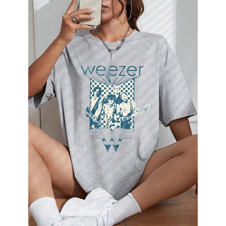 Weezer Band Cotton T Shirt Vintage Men Women Hip Hop Tee Fashion Short Sleeve Tshirt Oversized T-shirts Streetwear Tops Clothing - Lootquake