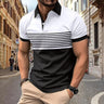 2024 Polo Shirt Polyester Casual Beach Polo Shirts Summer Contrast Striped Printing Shirts Mens Polo Shirts Mens Best For Man - Lootquake