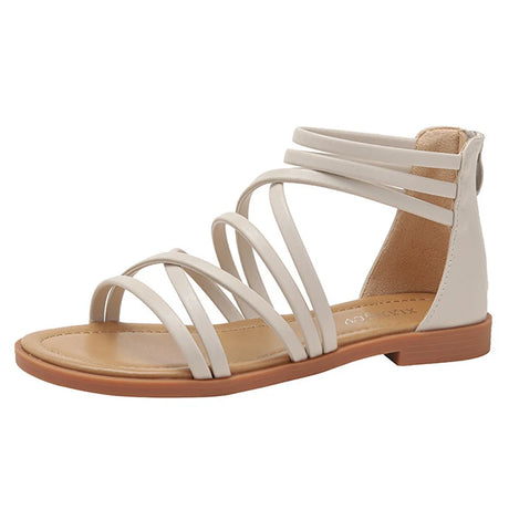 Large Size Summer Women 1cm Platform 2cm High Heels Sandals Lady Lightweight Solid Color Shoes Female Comfortable Roman Flats - Lootquake