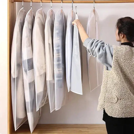Dustproof Clothes Dust Cover Long Dress Suit Coat Dust Cover Closet Case Garment Storage Bag Clothes Wardrobes Hanging Organizer - Lootquake