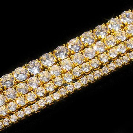 Hip Hop Jewelry Brass Setting CZ Tennis Chain Necklace Gold/Silver Color Iced Out AAAAA Cubic Zirconia Chain - Lootquake