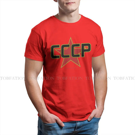 Russian USSR CCCP Creative TShirt for Men Over The Red Star  Round Neck Pure Cotton T Shirt Birthday Gifts Streetwear - Lootquake