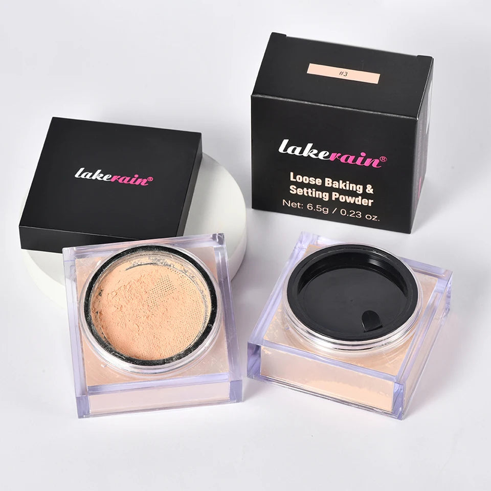 Polvos sueltos de maquillaje rosa, transparentes, naturales, para acabado facial, profesionales, con control de grasa, resistentes al agua, mates, fijadores.