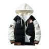 2024 Winter Men's Jacket Japanese Harajuku Fake 2 Pice Thickened Down Cotton Padded Coat Fashionable Student Warm Baseball Parka - Lootquake