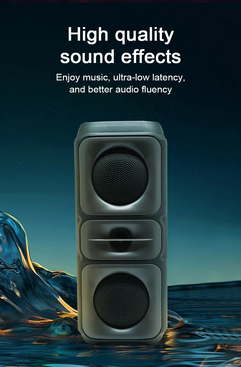 Altavoz Bluetooth para exteriores de gran tamaño, con subwoofer RGB, karaoke, doble bocina, columna inalámbrica portátil, sonido de graves, compatible con FM/TF