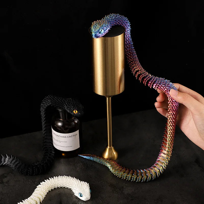 Snake Sculpture Articulated Snake Decor Articulated Animals Figurine with Movable Joints 3D Printed Model Home Desktop Ornament