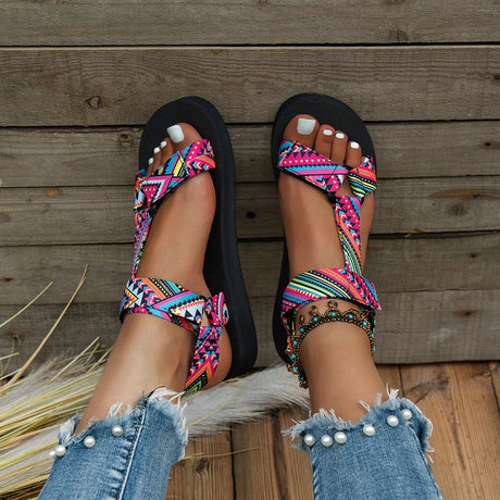 2023 Summer Flat Women's Shoes Hemp Rope Set Foot Beach Sandals Outdoor All-match Casual Slippers Large Size Women Sandals - Lootquake