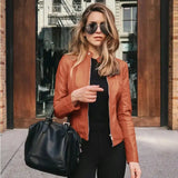 New Vintage Women PU Leather Bomber Jacket Fashion Casual Autumn Winter Zipper Windbreaker Streetwear Female Blazer Y2K Clothes - Lootquake